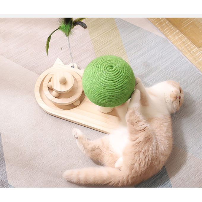 Interactive Cat Toys with Ball Track Scratching Post and Spring Wand - Image 4
