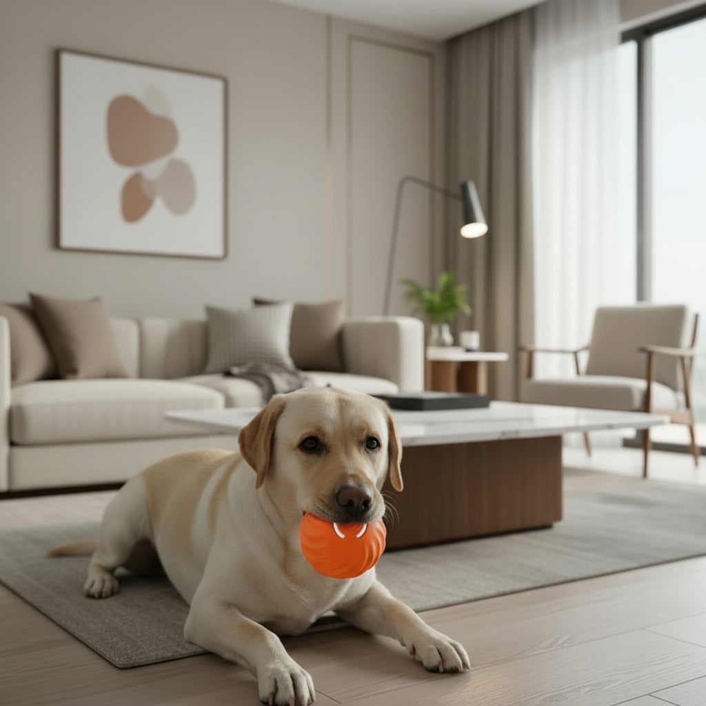 Interactive Dog Ball Toy with Motorized Rolling Motion and Textured Rubber Exterior - Image 1