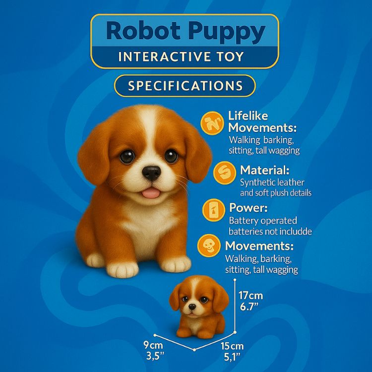 Interactive Realistic Cavalier King Charles Spaniel Robot Puppy Toy | Walks, Barks, and Wags Its Tail