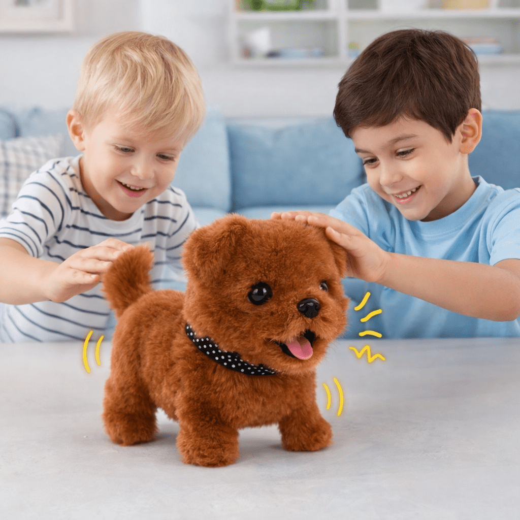 Interactive Walking Robot Toy Dog with Barking Sounds and Tail Wagging Battery Operated Plush Puppy - Image 2