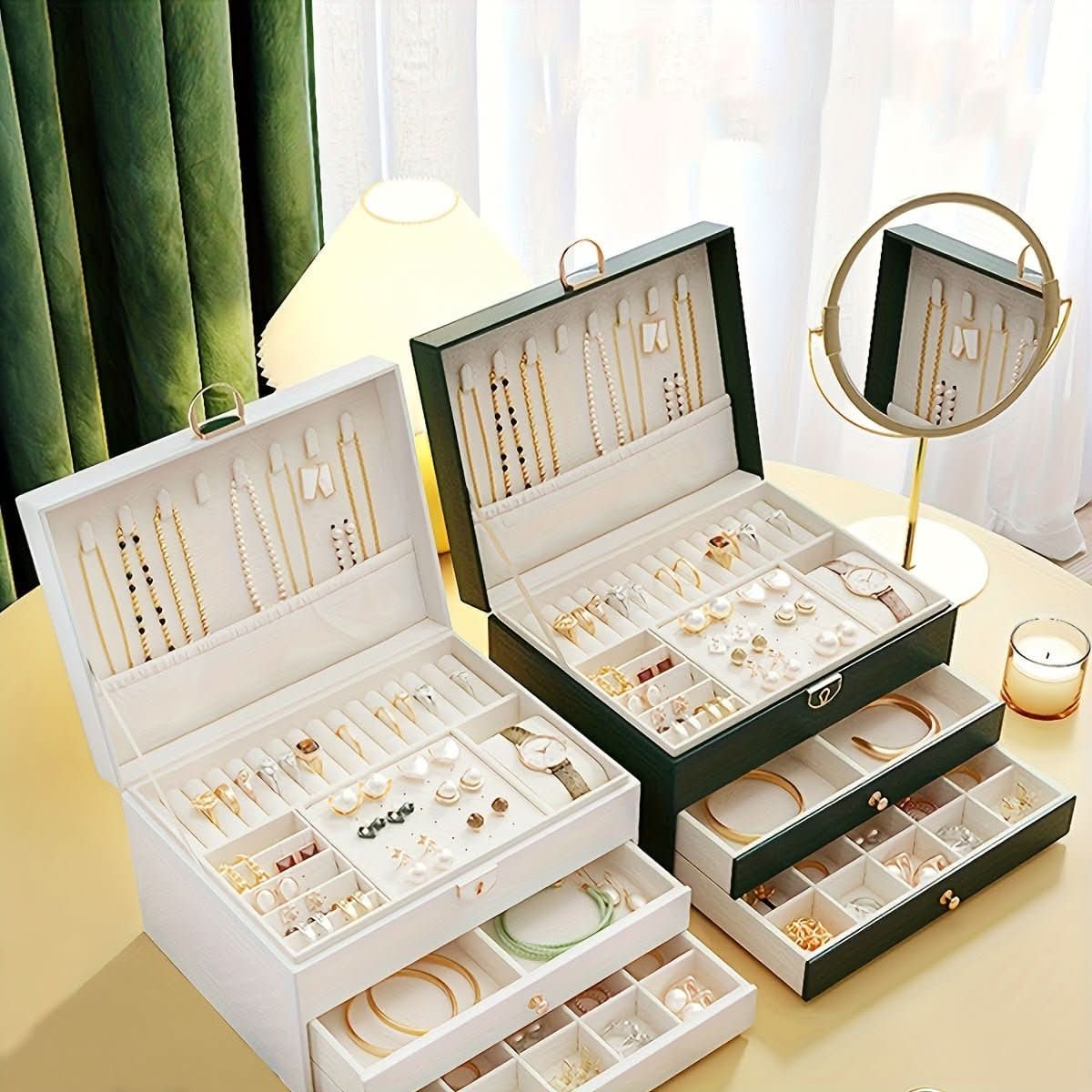 Jewelry Box Storage Organizer with Drawers Velvet Lining and Travel Case Design Gift Boxes - Image 5