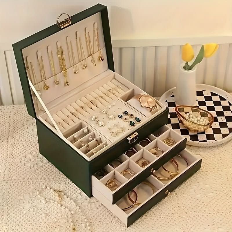 Jewelry Box Storage Organizer with Drawers Velvet Lining and Travel Case Design Gift Boxes - Image 6
