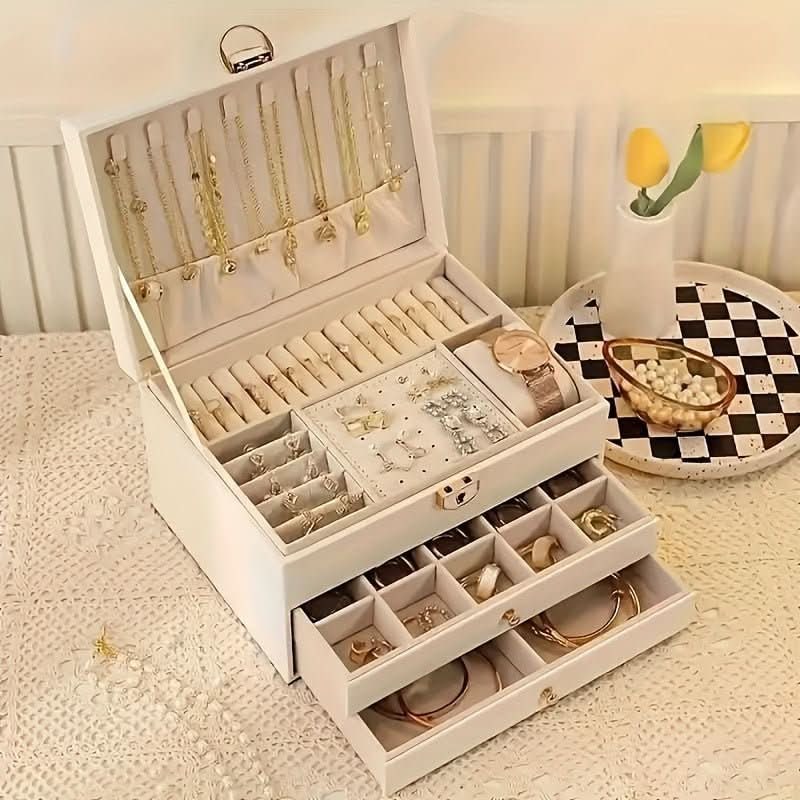 Jewelry Box Storage Organizer with Drawers Velvet Lining and Travel Case Design Gift Boxes - Image 7