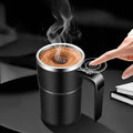 Keep Hot Coffee Self Stirring Heated Travel Mug with Magnetic Mixer and Temperature Display - Image 1