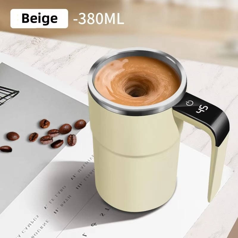 Keep Hot Coffee Self Stirring Heated Travel Mug with Magnetic Mixer and Temperature Display - Image 11
