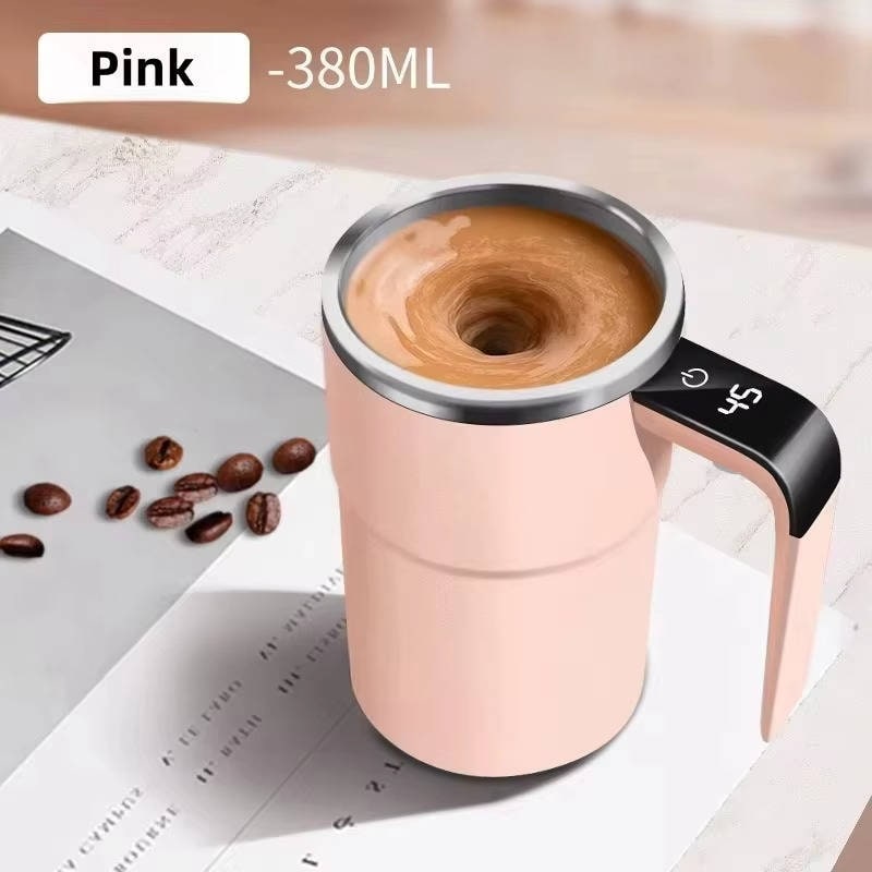 Keep Hot Coffee Self Stirring Heated Travel Mug with Magnetic Mixer and Temperature Display - Image 12