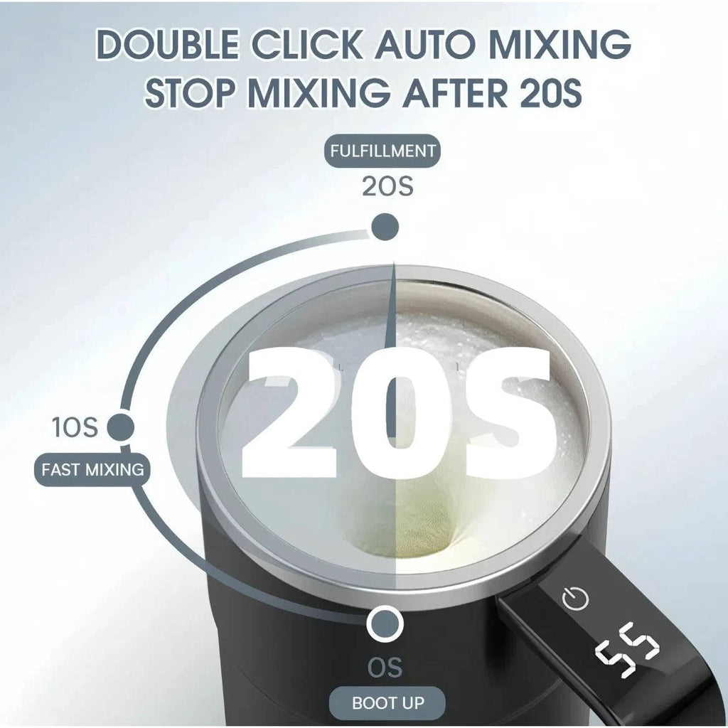 Keep Hot Coffee Self Stirring Heated Travel Mug with Magnetic Mixer and Temperature Display - Image 2