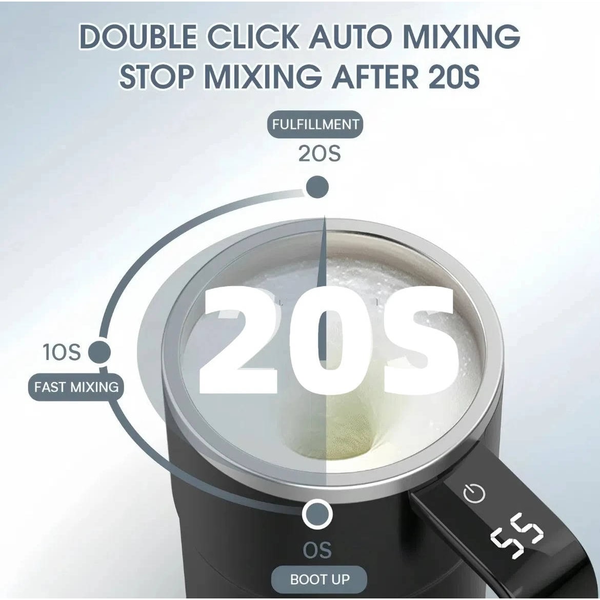 Keep Hot Coffee Self Stirring Heated Travel Mug with Magnetic Mixer and Temperature Display - Image 2