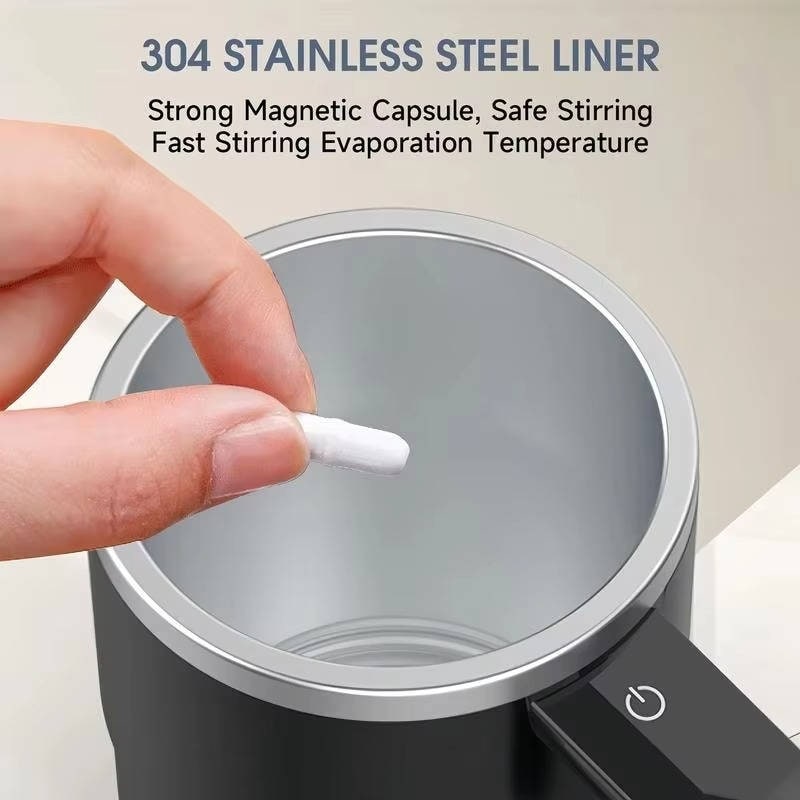 Keep Hot Coffee Self Stirring Heated Travel Mug with Magnetic Mixer and Temperature Display - Image 4