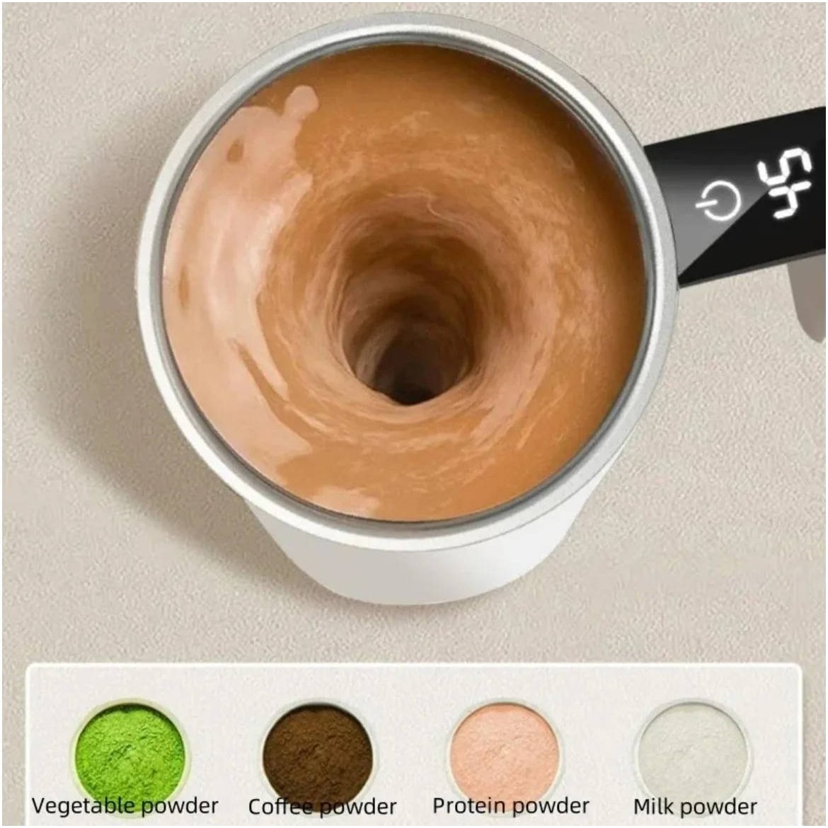 Keep Hot Coffee Self Stirring Heated Travel Mug with Magnetic Mixer and Temperature Display - Image 6