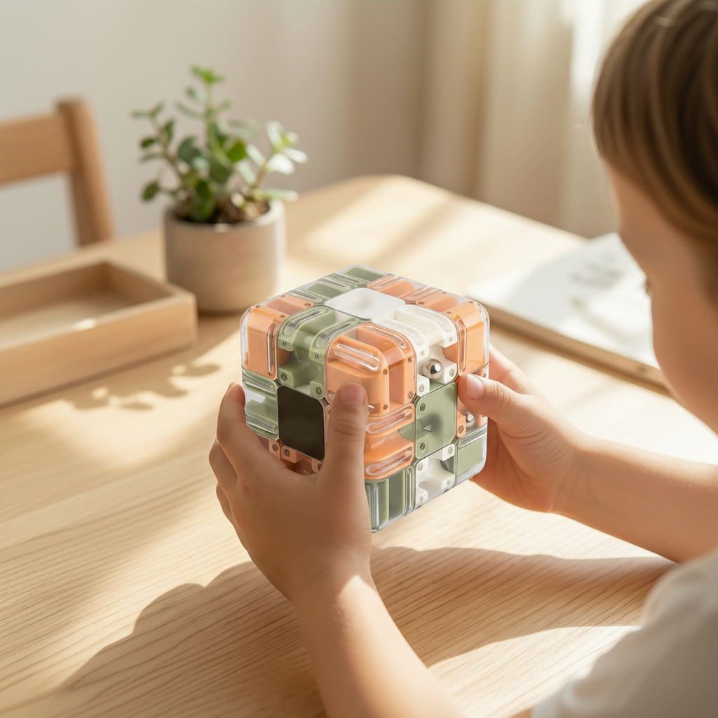 Kids' 3D Maze Puzzle Cube Ball Game Brain Teaser with Clear Shell and Metal - Image 2