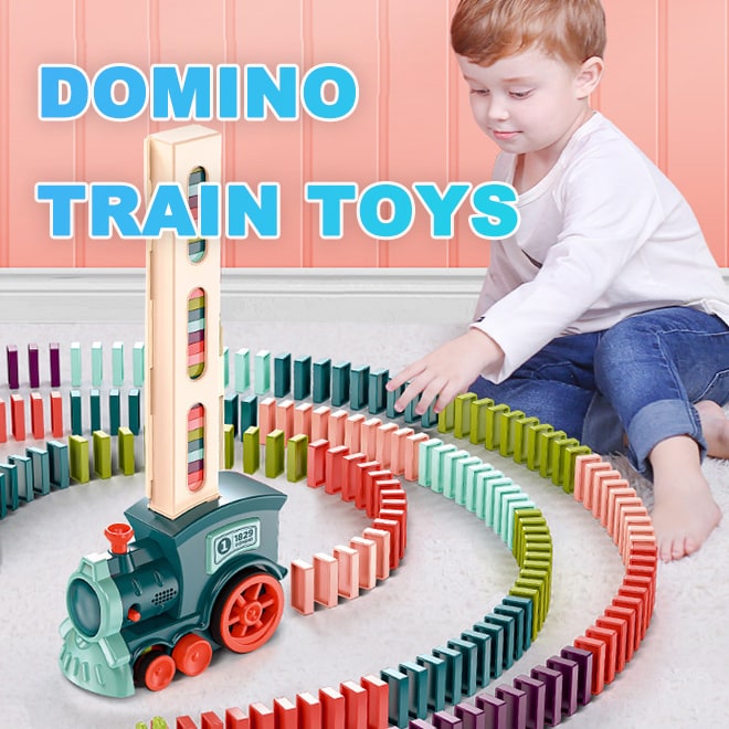 Kids' Automatic Domino Train Toy Game with Electric Motor Dispenser for Mexican Dominoes Set - Image 1