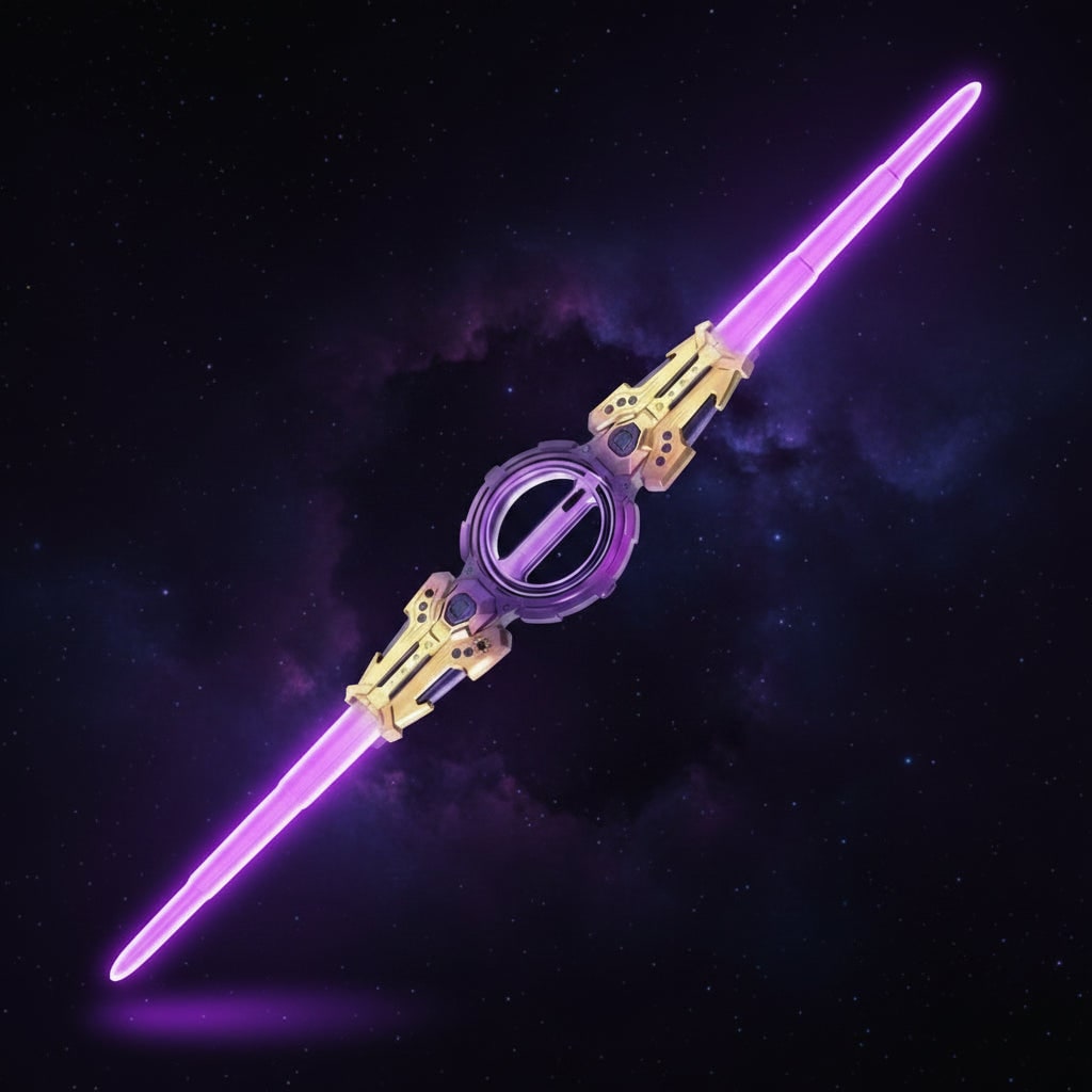 Kids' Double Bladed Lightsaber Toy Sword with LED Light Up Effects and Retractable Blades - Image 1
