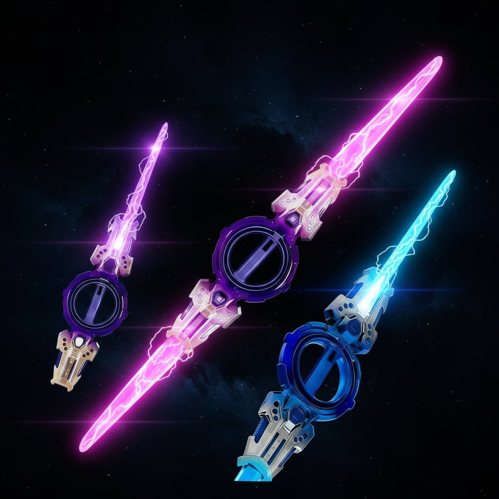Kids' Double Bladed Lightsaber Toy Sword with LED Light Up Effects and Retractable Blades - Image 7