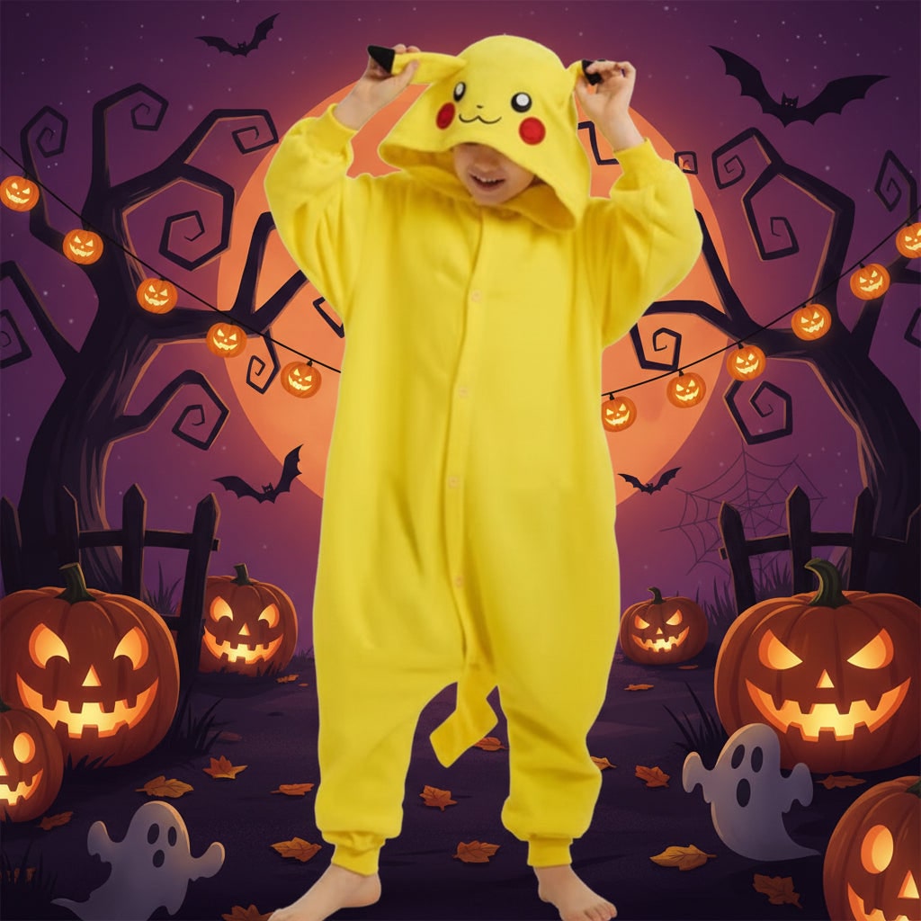 Kids' Grinch Onesie Pajamas with Hood and Tail - Image 2