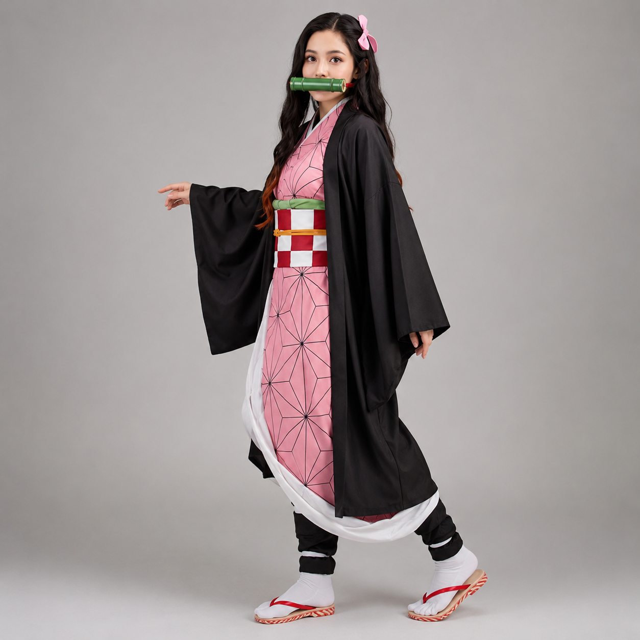 Kids' Halloween Anime Cosplay Costume and Character Outfits Set with Haori Kimono and Layered Pieces - Image 1