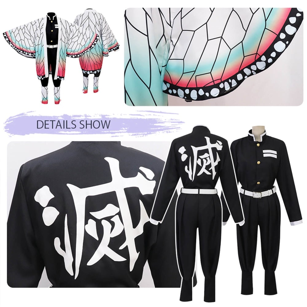 Kids' Halloween Anime Cosplay Costume and Character Outfits Set with Haori Kimono and Layered Pieces - Image 10