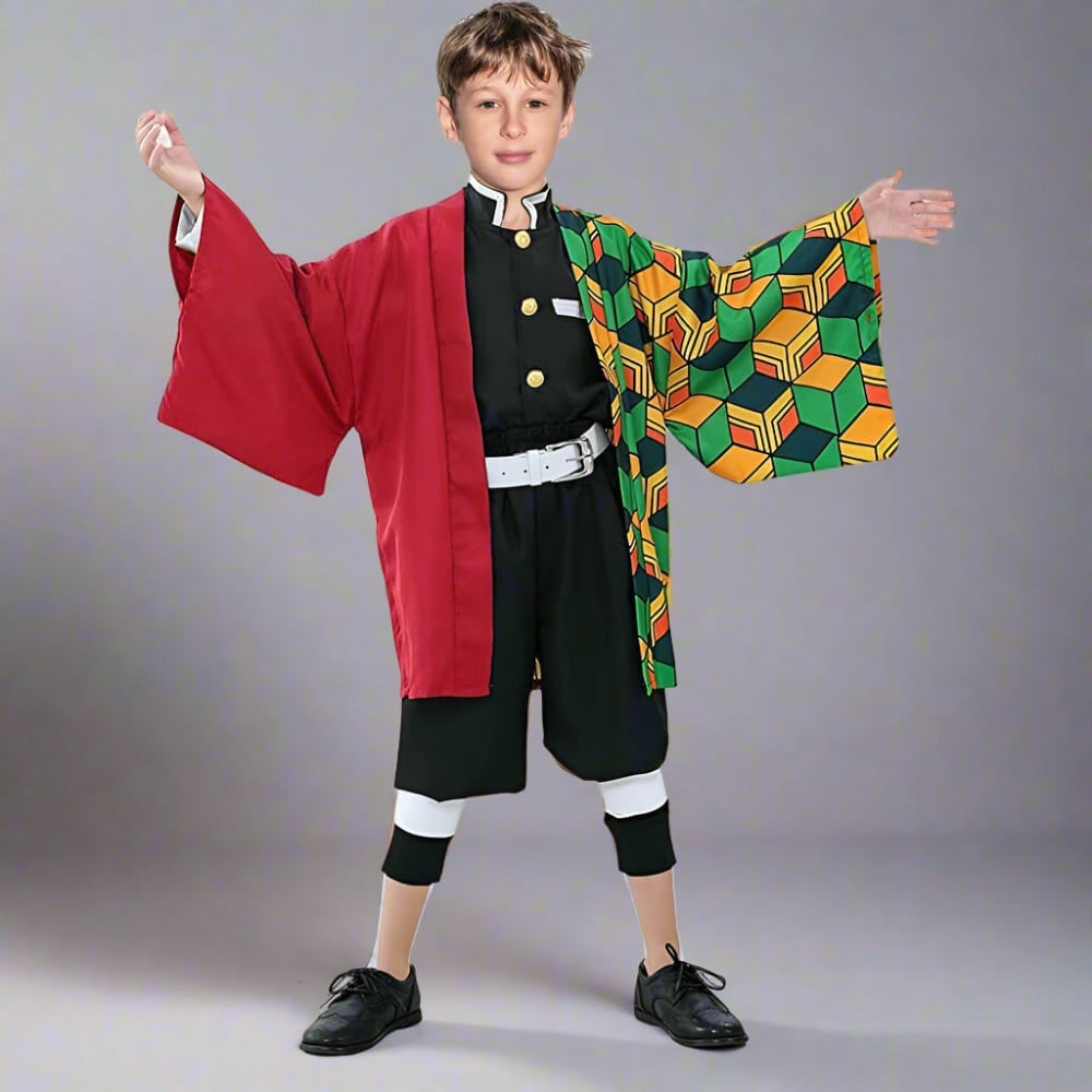 Kids' Halloween Anime Cosplay Costume and Character Outfits Set with Haori Kimono and Layered Pieces - Image 11