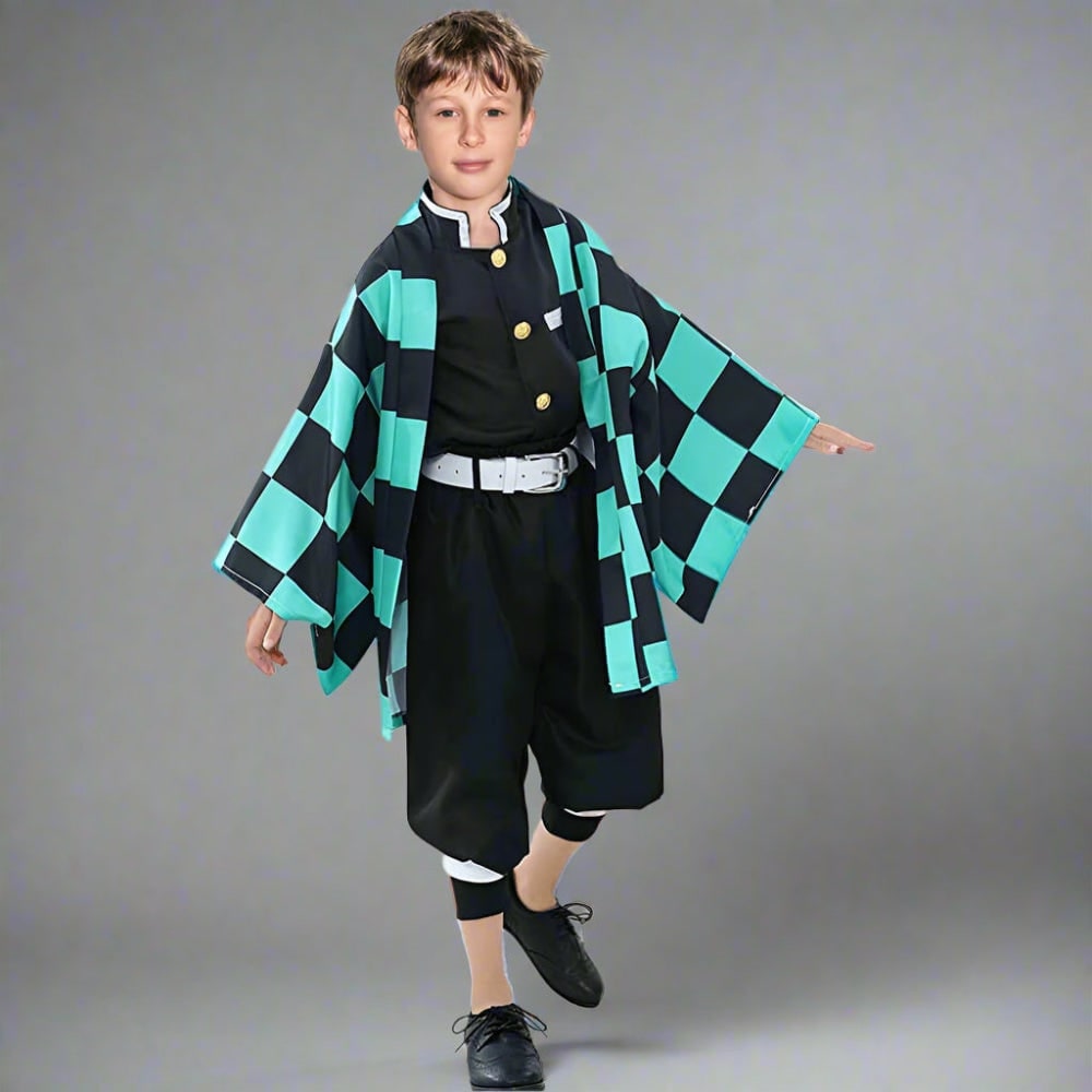 Kids' Halloween Anime Cosplay Costume and Character Outfits Set with Haori Kimono and Layered Pieces - Image 5