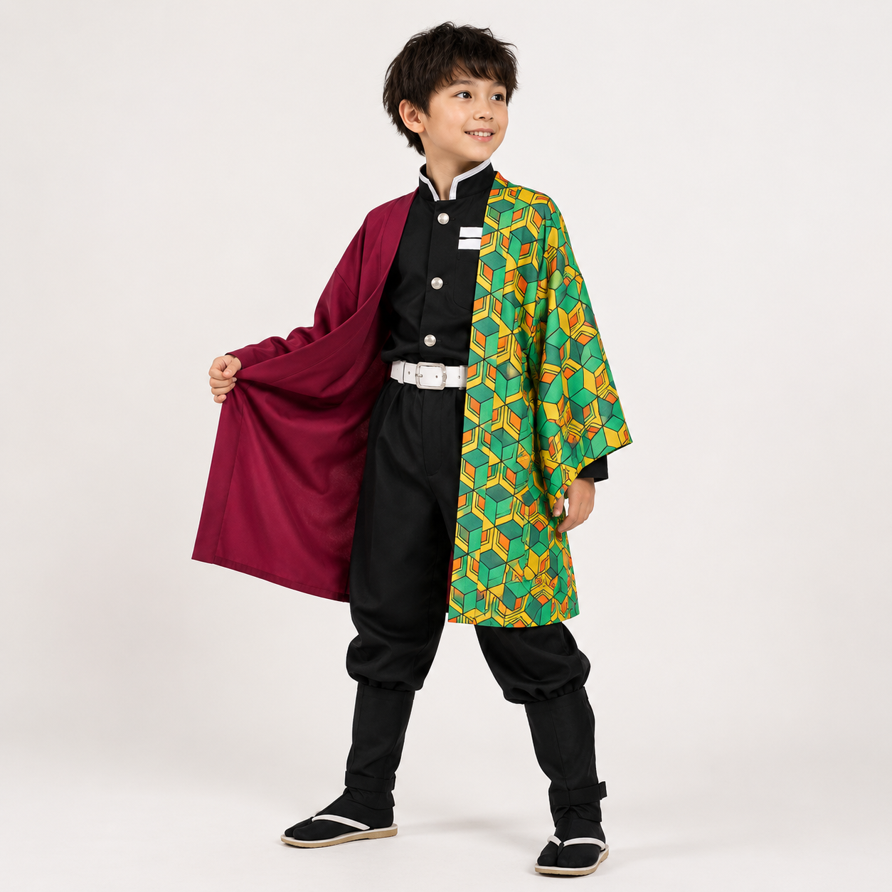 Kids' Halloween Anime Cosplay Costume and Outfits with Split Haori Jacket Fox and Set - Image 1