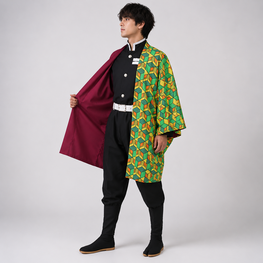 Kids' Halloween Anime Cosplay Costume and Outfits with Split Haori Jacket Fox and Set - Image 2
