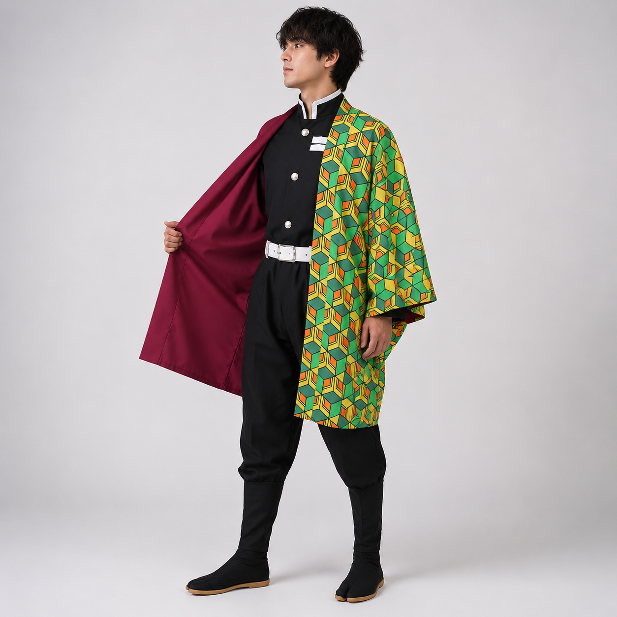 Kids' Halloween Anime Cosplay Costume and Outfits with Split Haori Jacket Fox and Set - Image 2