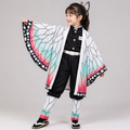 Kids' Halloween Anime Cosplay Costume Outfit with Butterfly Kimono Coat and Accessories Five-Piece Set - Image 1