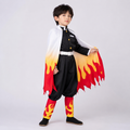 Kids' Halloween Anime Cosplay Costume with Flame Pattern Cape and Character Warrior Outfit - Image 1