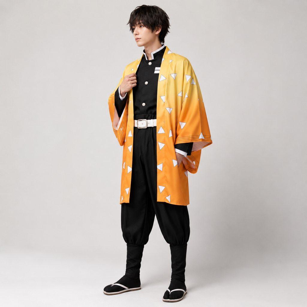 Kids' Halloween Anime Cosplay Costume with Haori Jacket Uniform Belt and Leg Wraps Character - Image 1