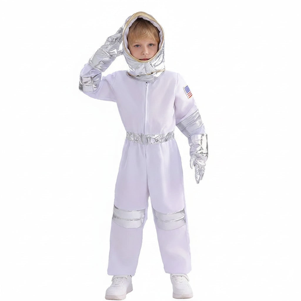Kids' Halloween Astronaut Costume for Patch and Jumpsuit Space Suit Female - Image 5