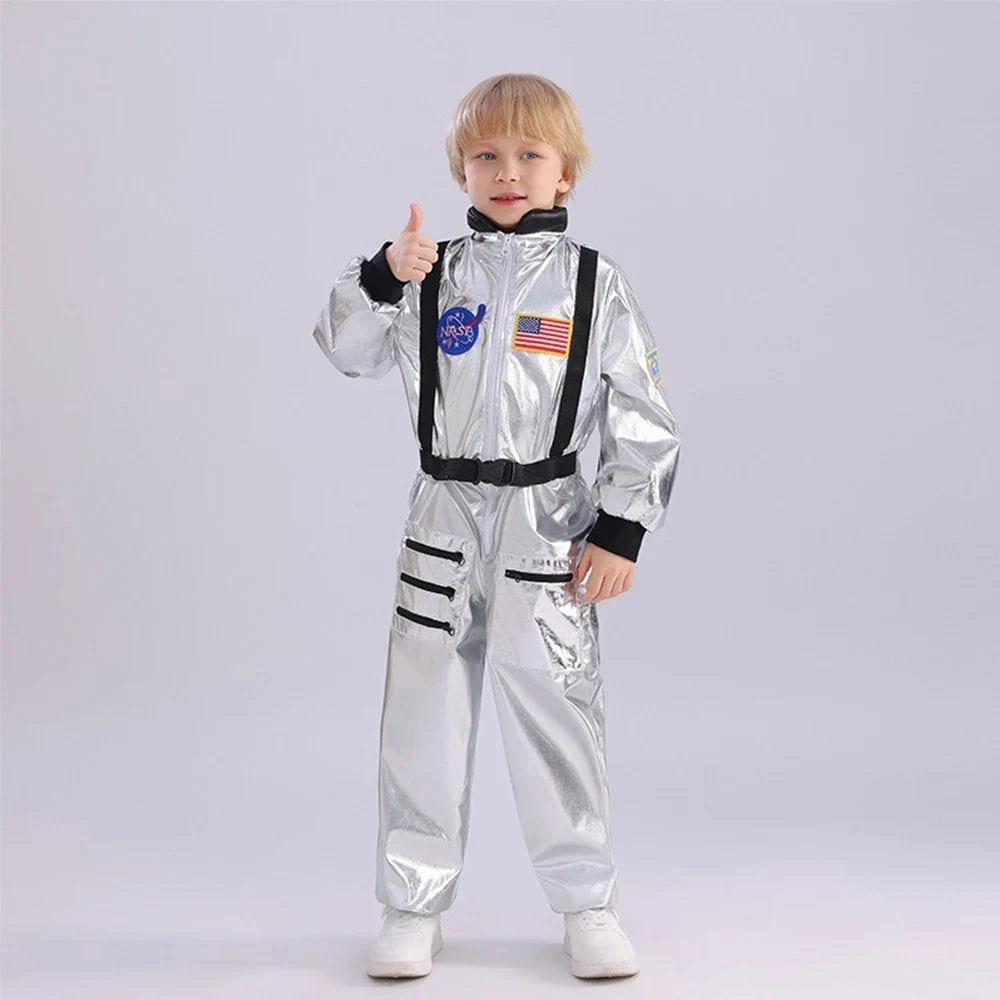 Kids' Halloween Astronaut Costume Jumpsuit Suit Space Patches and Harness for Explorer Pretend Play - Image 1