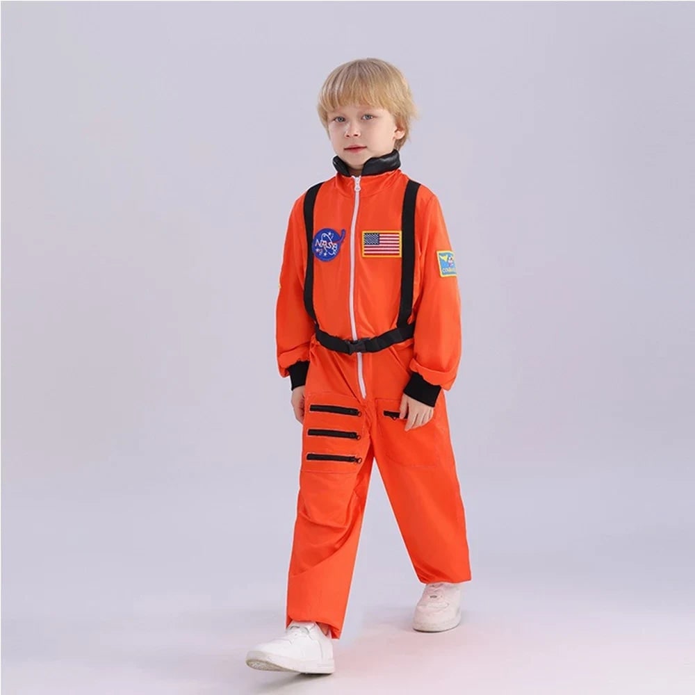Kids' Halloween Astronaut Costume Jumpsuit Suit Space Patches and Harness for Explorer Pretend Play - Image 3