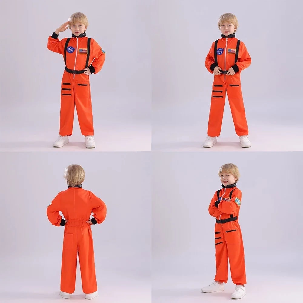 Kids' Halloween Astronaut Costume Jumpsuit Suit Space Patches and Harness for Explorer Pretend Play - Image 4