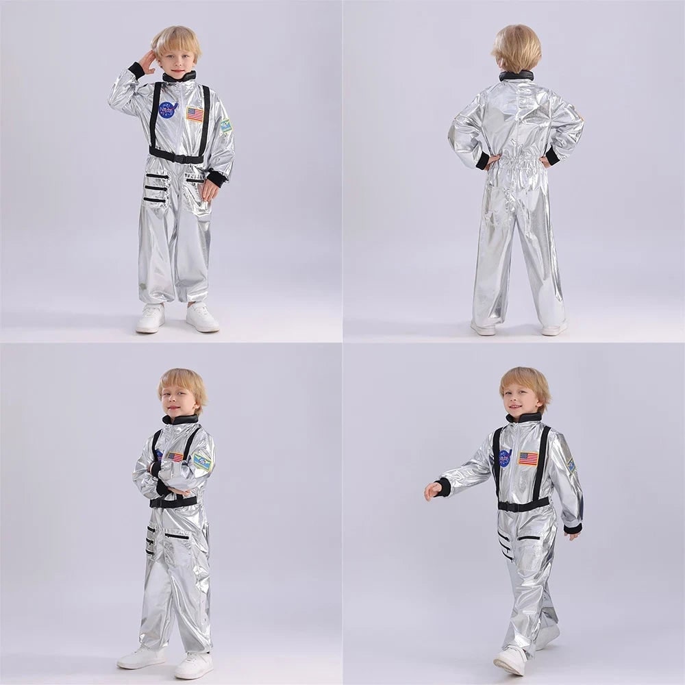 Kids' Halloween Astronaut Costume Jumpsuit Suit Space Patches and Harness for Explorer Pretend Play - Image 6