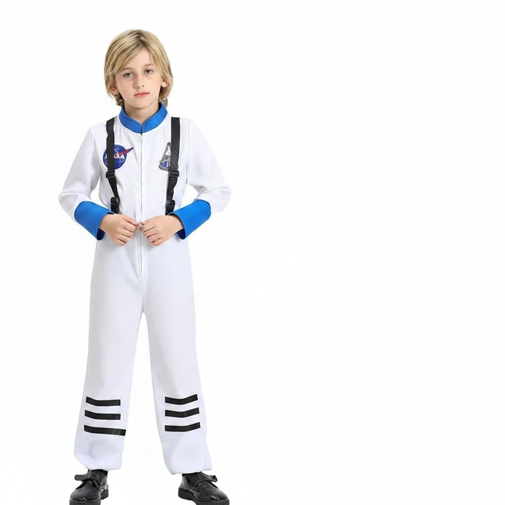 Kids' Halloween Astronaut Costume Jumpsuit Suit Space Patches and Harness for Explorer Pretend Play - Image 7