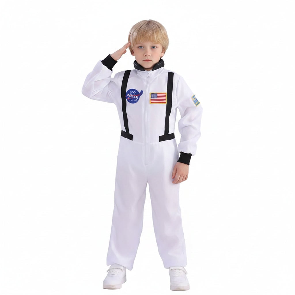 Kids' Halloween Astronaut Costume Jumpsuit Suit Space Patches and Harness for Explorer Pretend Play - Image 8
