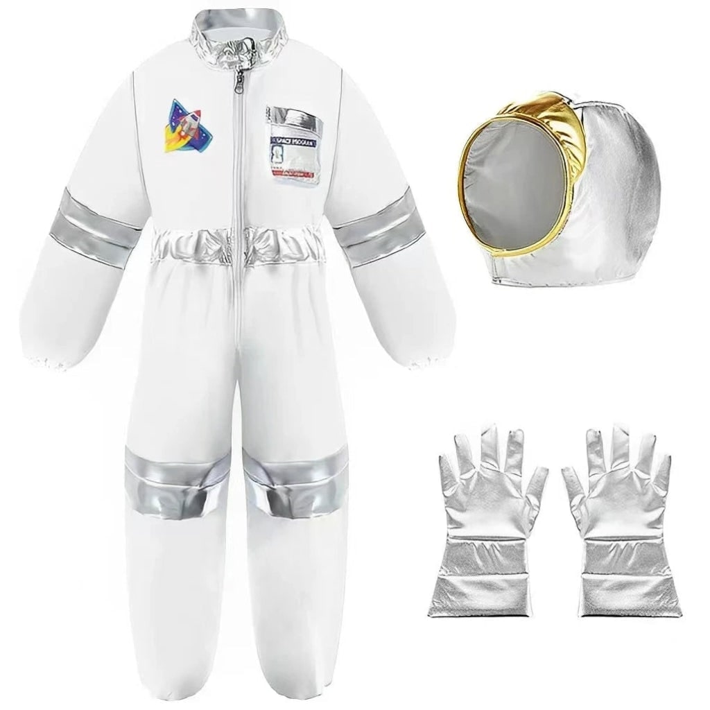 Kids' Halloween Astronaut Costume Suit with Jumpsuit Hood and Gloves for Space Explorer Role Play - Image 2