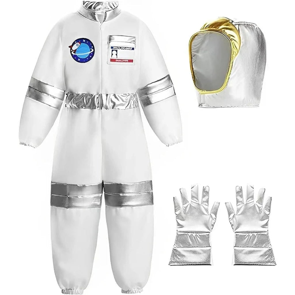 Kids' Halloween Astronaut Costume Suit with Jumpsuit Hood and Gloves for Space Explorer Role Play - Image 4