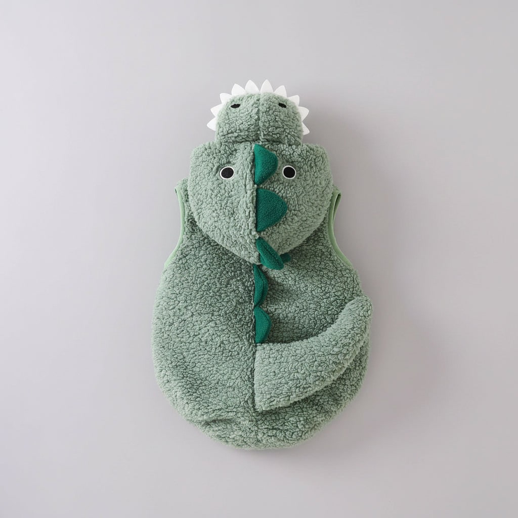 Kids' Halloween Baby Dinosaur Costume Hooded Romper with Sherpa Fleece and Spikes for Infant Party - Image 3