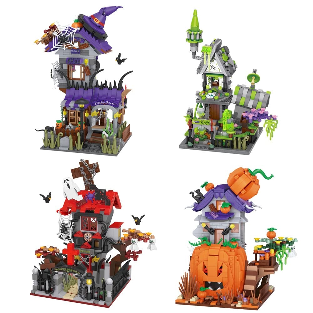 Kids' Halloween Building Blocks Construction Set with Pumpkin House and Ghost Figures - Image 5