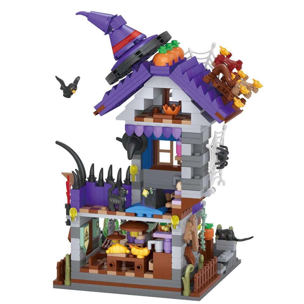 Kids' Halloween Building Blocks Construction Set with Pumpkin House and Ghost Figures - Image 8