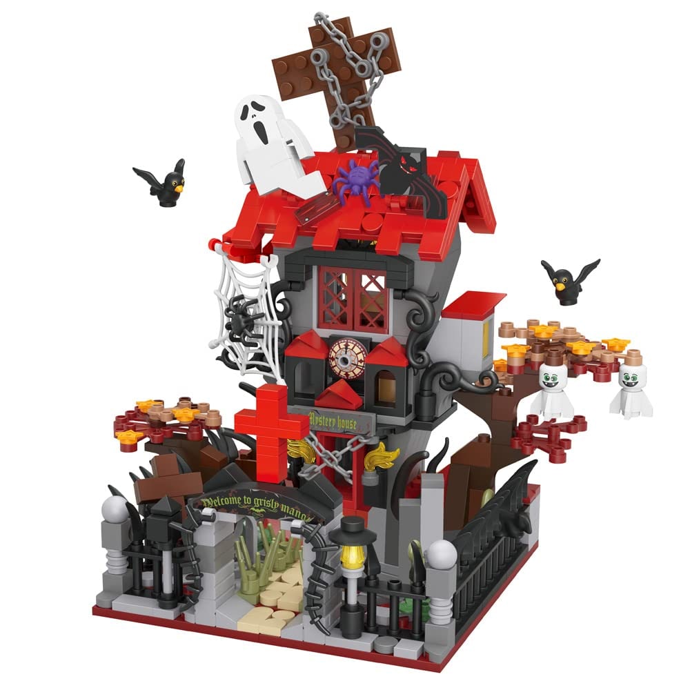 Kids' Halloween Building Blocks Construction Set with Pumpkin House and Ghost Figures - Image 9