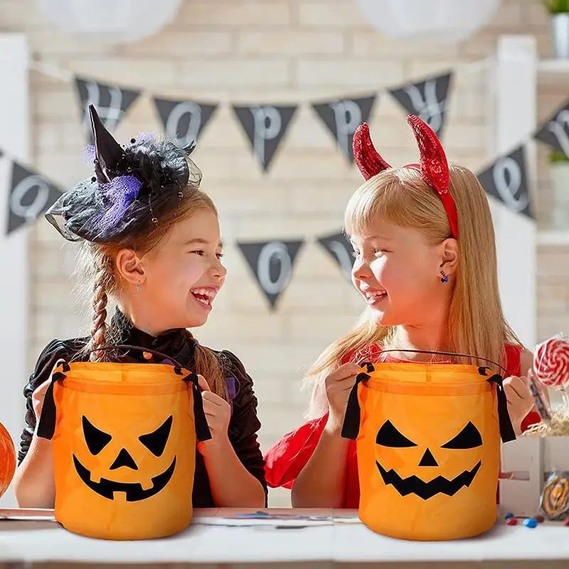 Kids' Halloween Candy Bucket and Bags with LED Light-Up Jack-O'-Lantern Pumpkin Trick or Treat Pail - Image 4