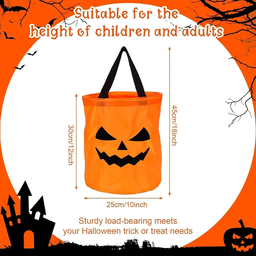 Kids' Halloween Candy Bucket and Bags with LED Light-Up Jack-O'-Lantern Pumpkin Trick or Treat Pail - Image 6
