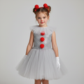 Kids' Halloween Clown Costume and Outfit with Tutu Dress Pom-Poms Collar and Gloves for Party - Image 1