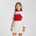 Kids' Halloween Cosplay Costume Anime Character Red High-Neck Top with Gold Geometric Details - Image 1
