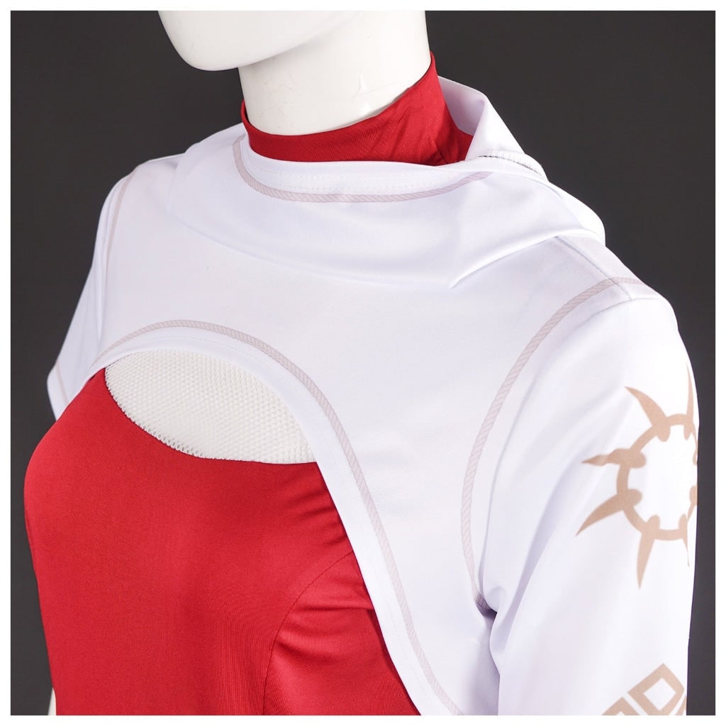 Kids' Halloween Cosplay Costume Anime Character Red High-Neck Top with Gold Geometric Details - Image 7
