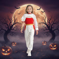 Kids' Halloween Cosplay Costume Jumpsuit Red White with Blonde Asymmetrical Sleeves Gold Accents - Image 1