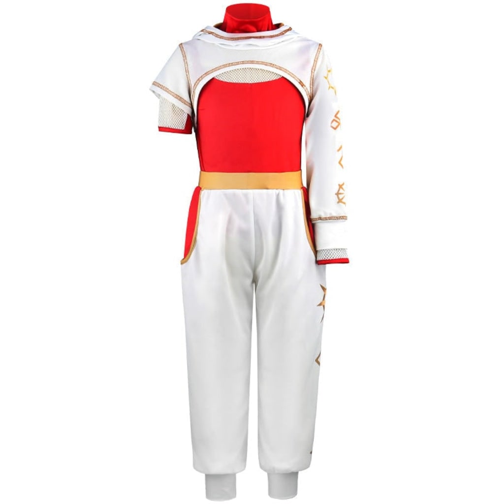Kids' Halloween Cosplay Costume Jumpsuit Red White with Blonde Asymmetrical Sleeves Gold Accents - Image 6
