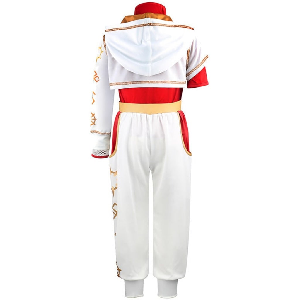 Kids' Halloween Cosplay Costume Jumpsuit Red White with Blonde Asymmetrical Sleeves Gold Accents - Image 7